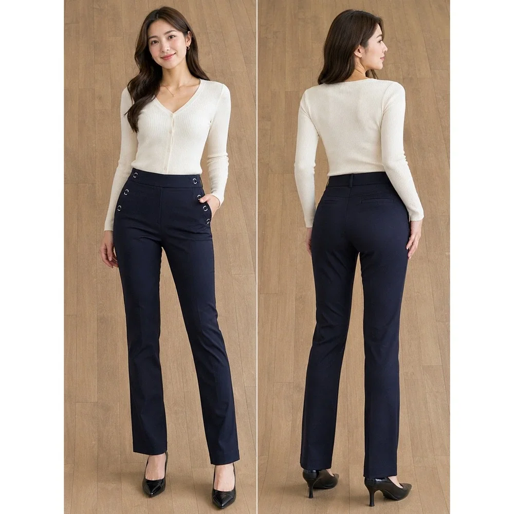 Michael Kors Trousers Womens Medium Black Ring Detail Basics QH83BF57GF